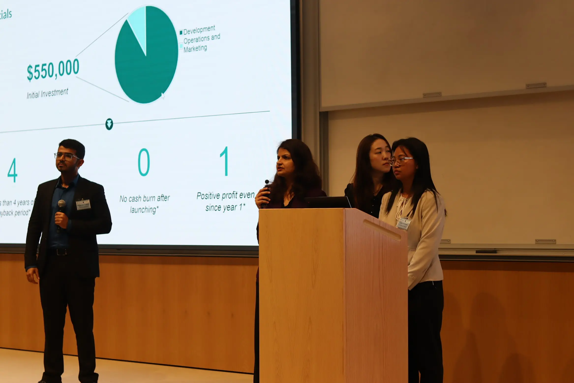 A group of people giving a presentation